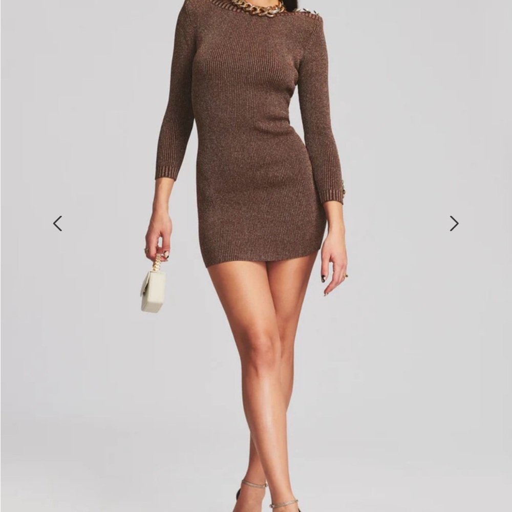 Elegant Brown Knit Dress